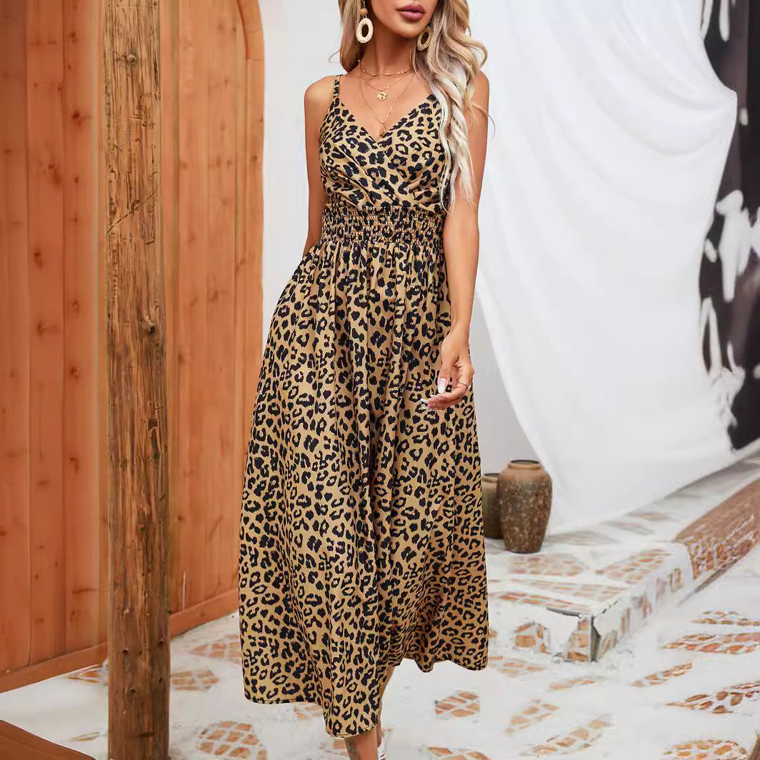 Cross-border Leopard Print Sling Dress