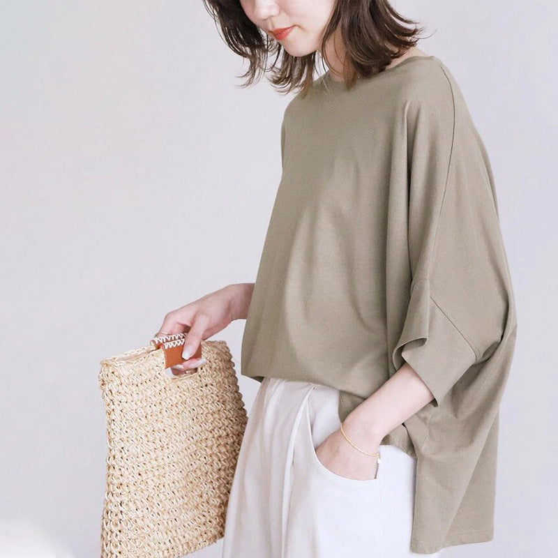 Cotton Batwing Sleeve Oversized Loose T-Shirt