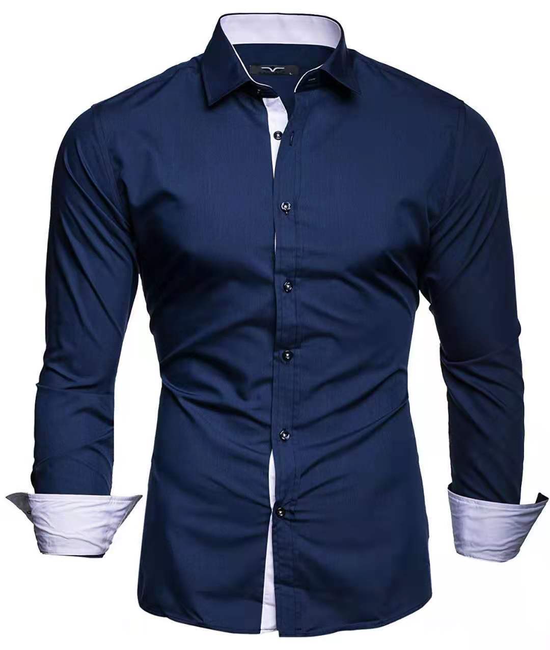 Contrast Colored Long Sleeved Casual Shirt