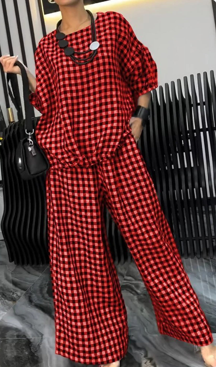 Elastic Drawstring Wide-leg Pants Suit