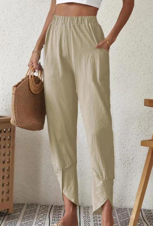 Solid Color Casual Relaxed Pants