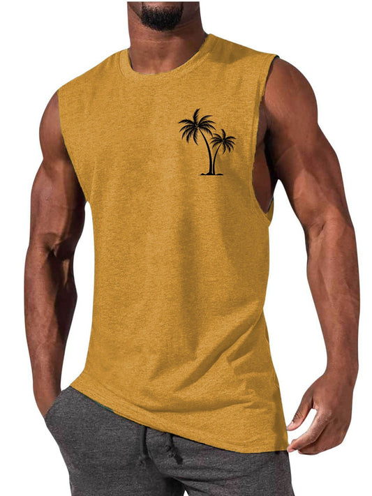 Coconut Tree Embroidery Sports Fitness Vest