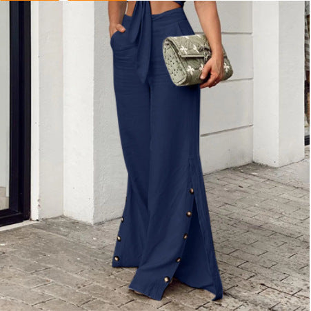 Spring Fashion High Waist  Wide Leg Pants