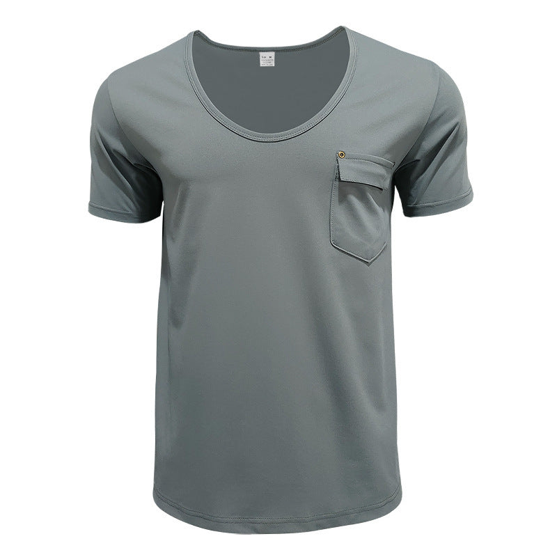 Plus Size V-neck Solid Color Casual Short Sleeve T-Shirt