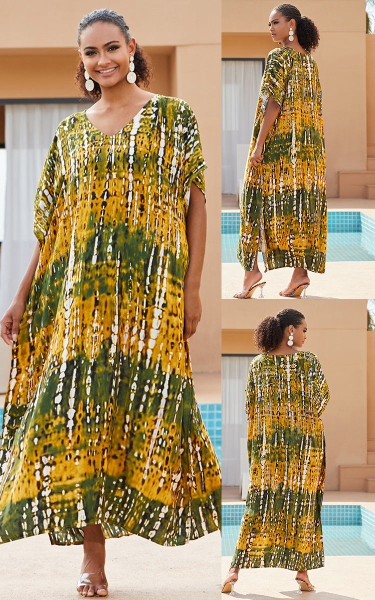 Rayon Tie-dyed Beach Sun Protection Long Dress