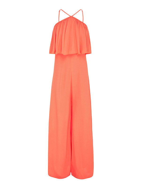 Off Shoulder Tether Tie up Jumpsuit