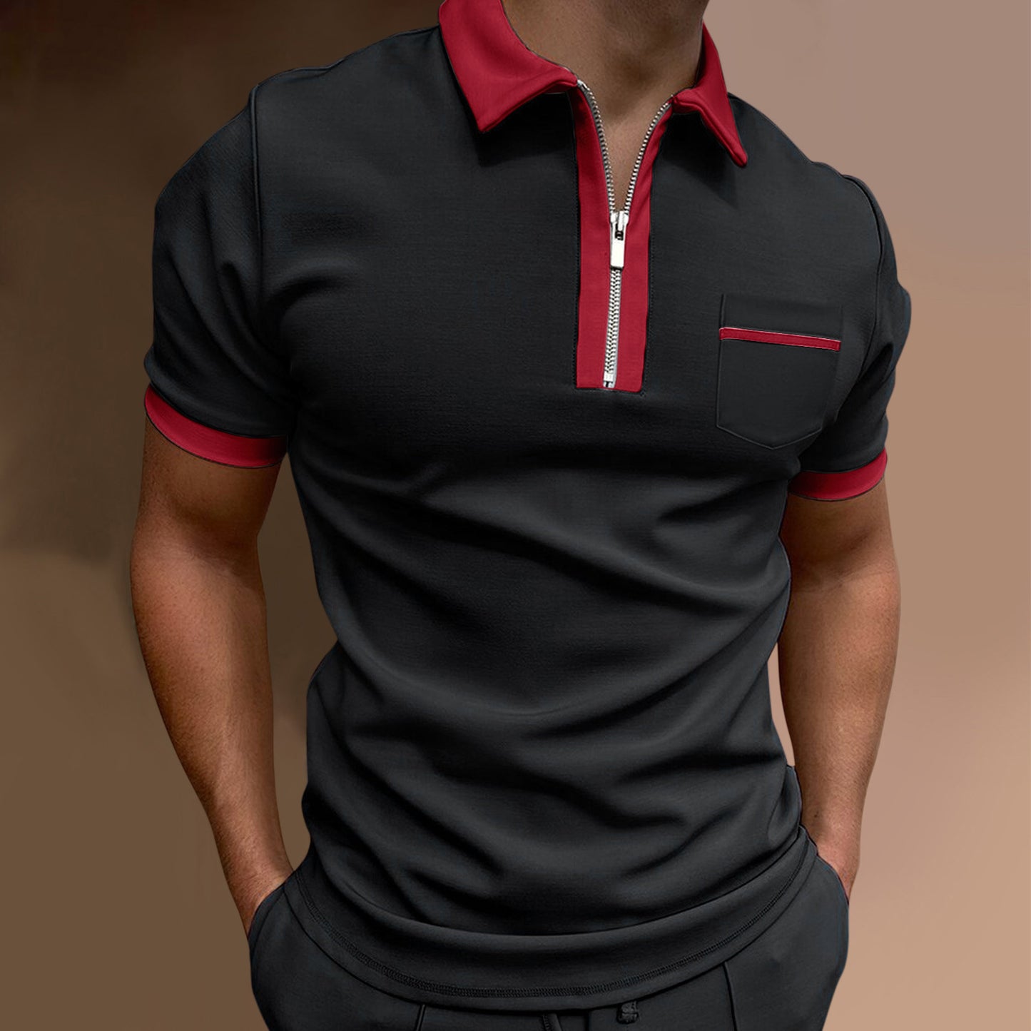 Lapel Fashion Slim Pocket POLO T-Shirt