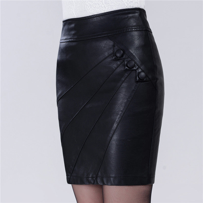 Slim High Waist PU Leather Skirt