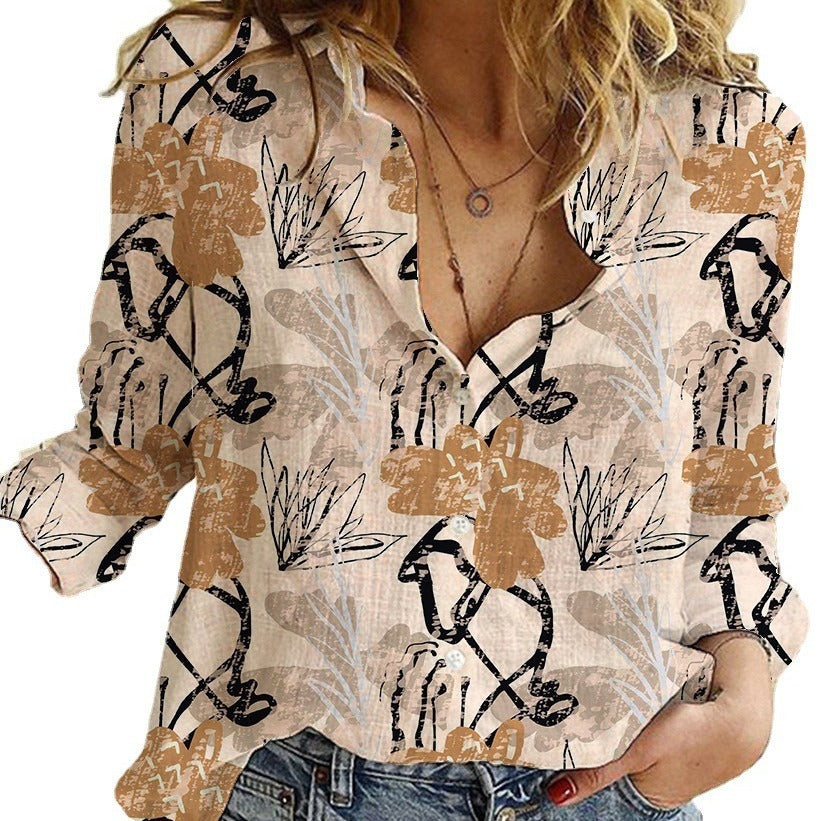 Digital Printing Lapel Long Sleeve Shirt