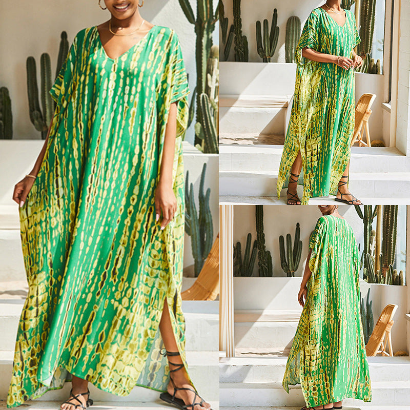 Rayon Tie-dyed Beach Sun Protection Long Dress