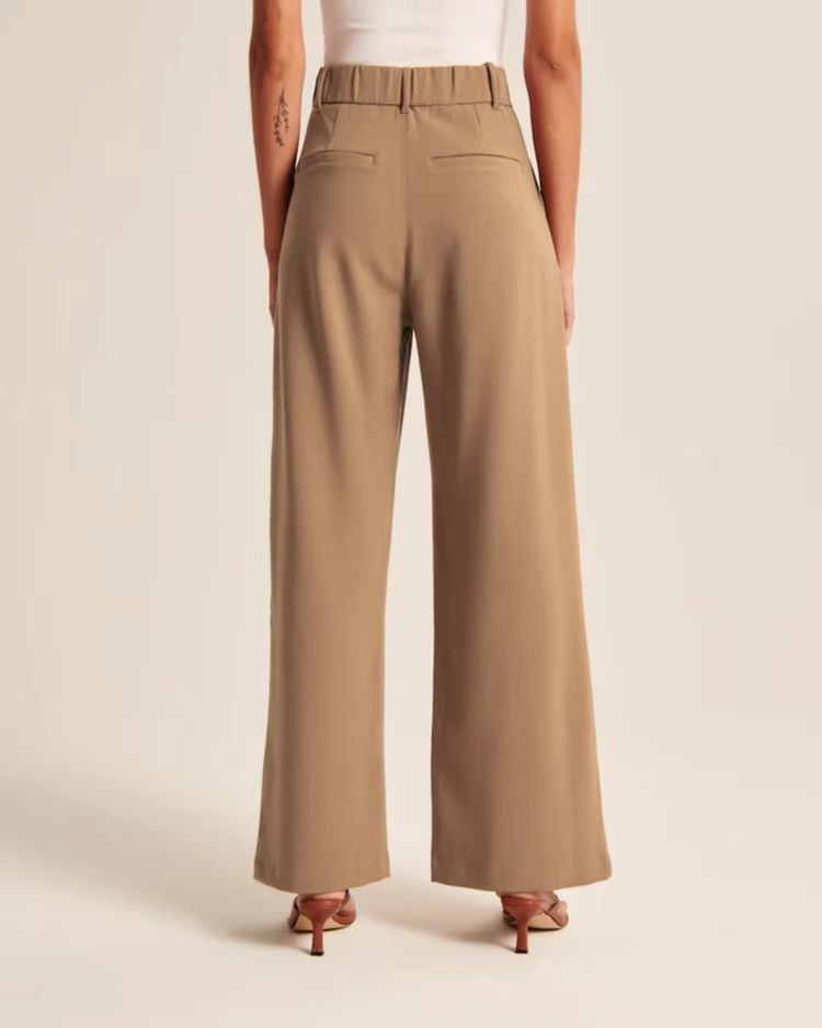 High Waist Wide Leg Straight Trousers with Pockets