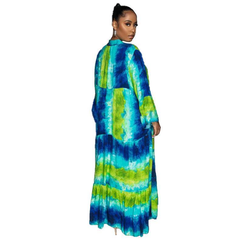 Fashion Printed Tie Dye Loose Dress