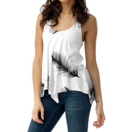 Backless Lace-up Leaf Print Top