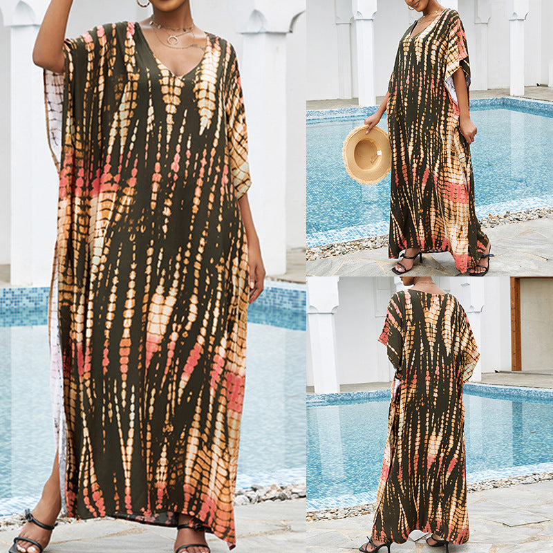 Rayon Tie-dyed Beach Sun Protection Long Dress