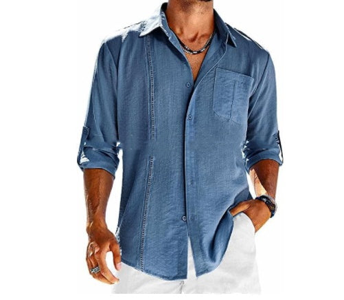 Casual Long Sleeve Polo Collar Shirt