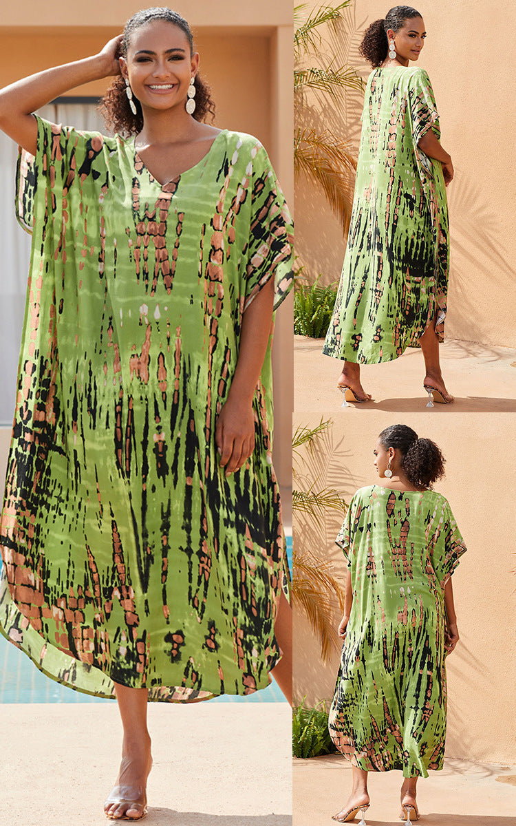 Rayon Tie-dyed Beach Sun Protection Long Dress