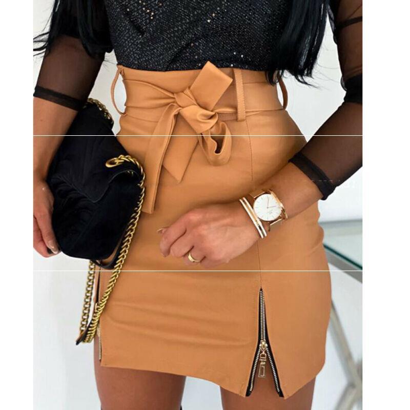 Bandage PU Leather Skirt