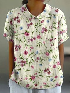 Retro Floral Short Sleeve Top