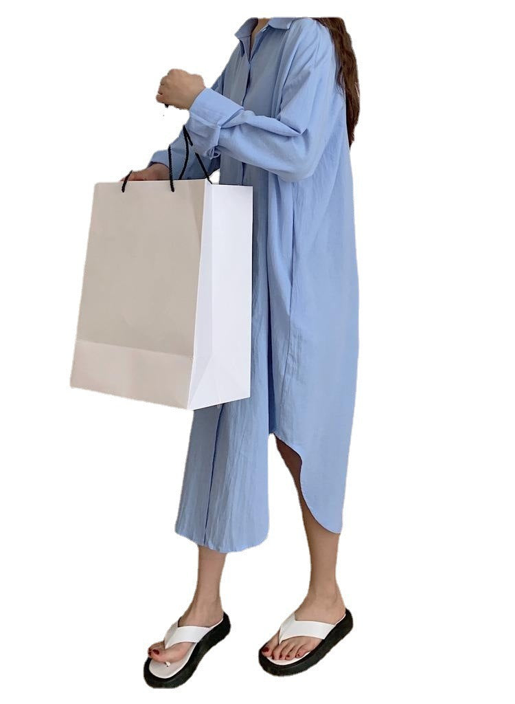 Plus Size V-neck Long Sleeve Shirt Dress