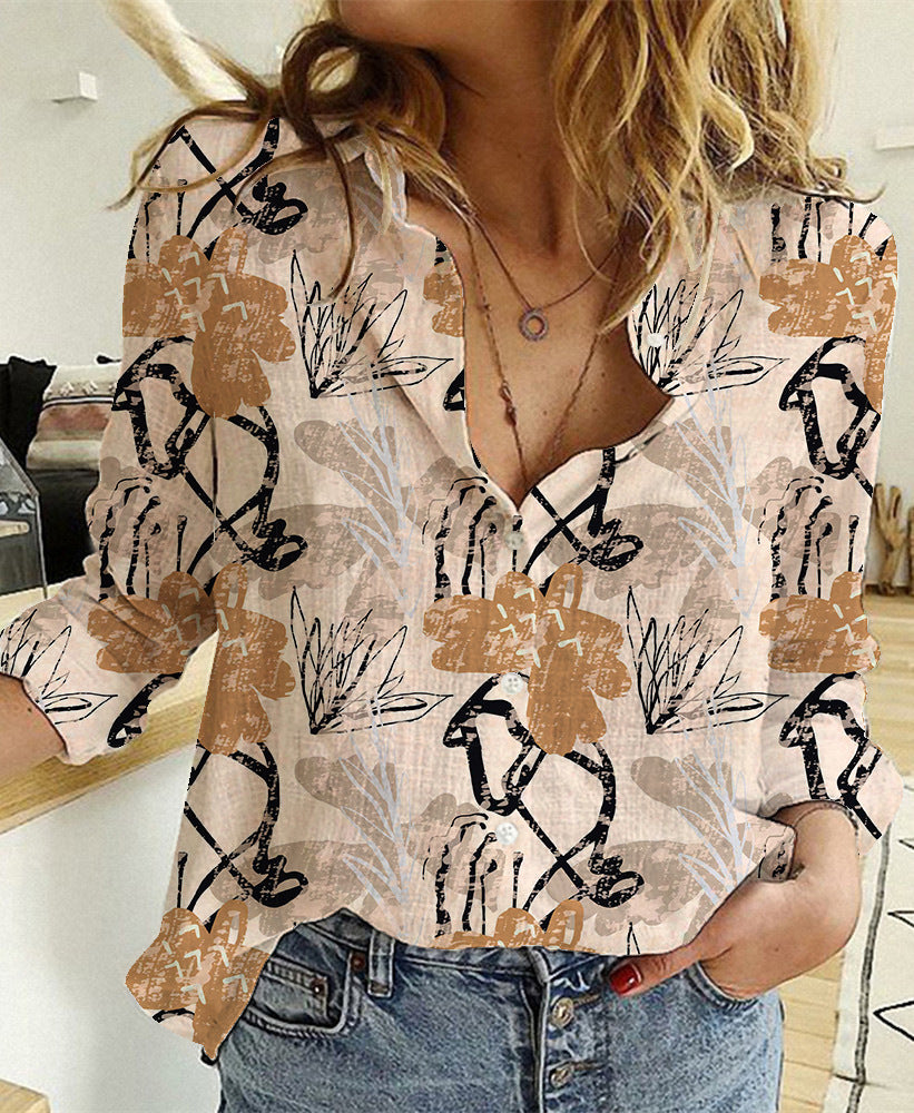 Digital Printing Lapel Long Sleeve Shirt