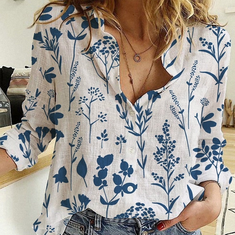 Digital Printing Lapel Long Sleeve Shirt