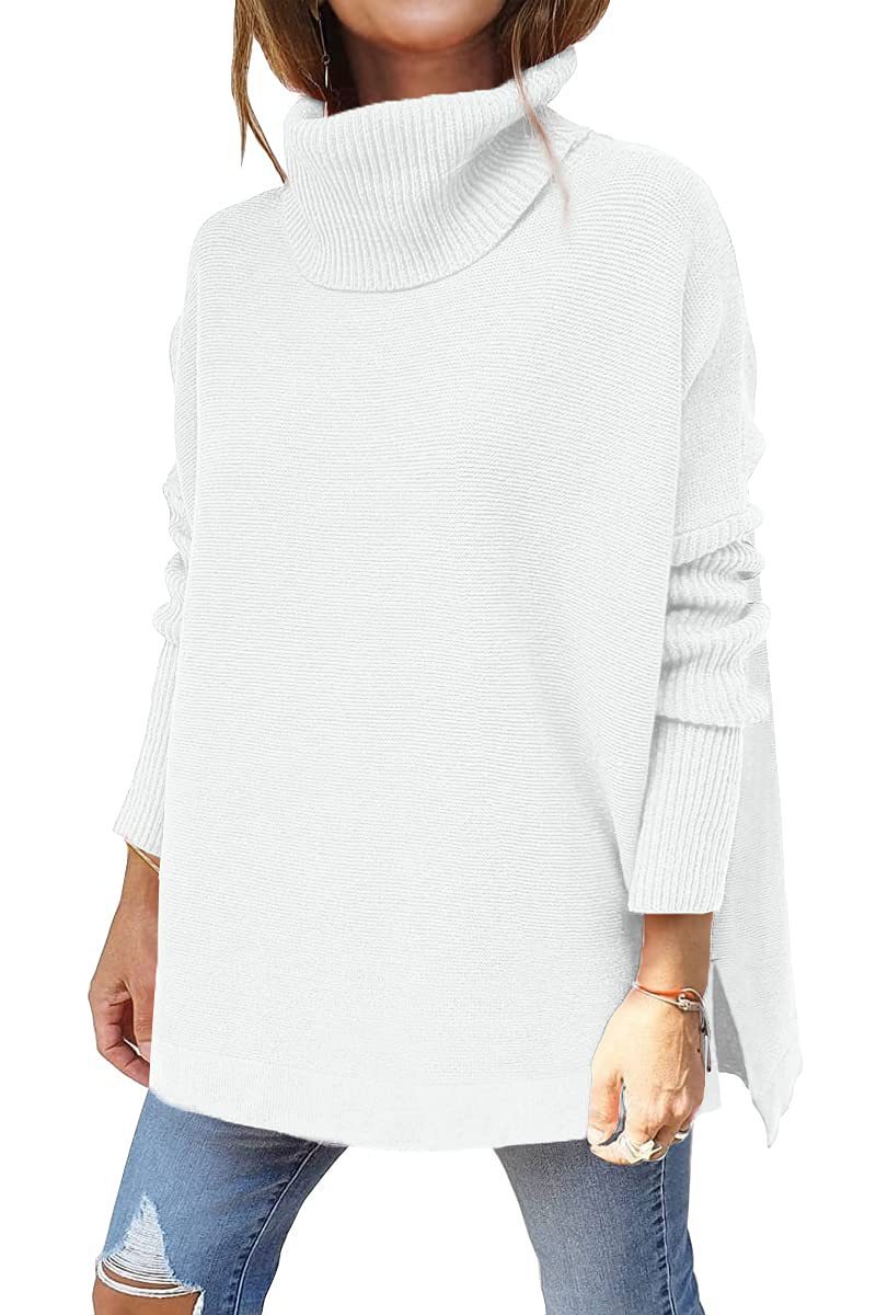 Turtleneck Mid Length Batwing Sleeve Sweater