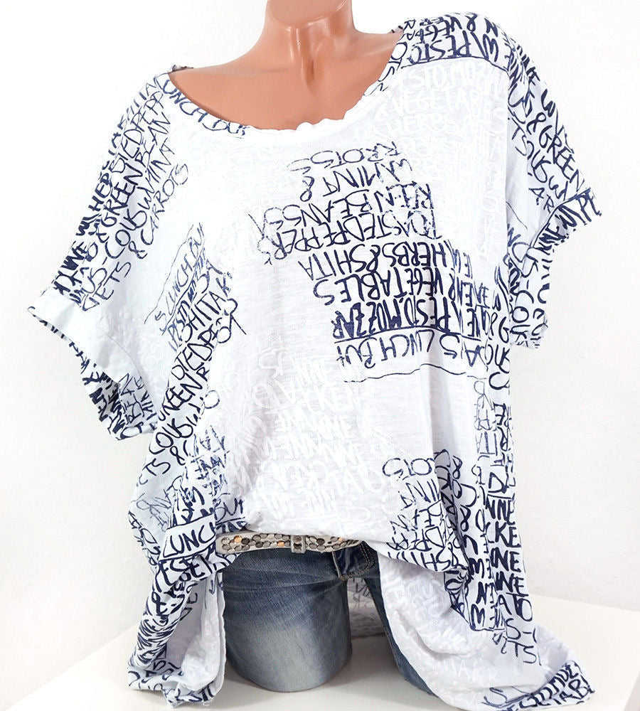 Loose Letter Print Plus Size T-Shirt