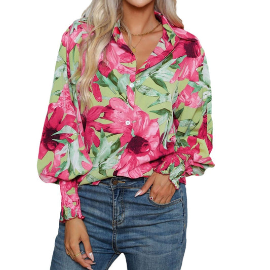 Printed Lantern Sleeve Top