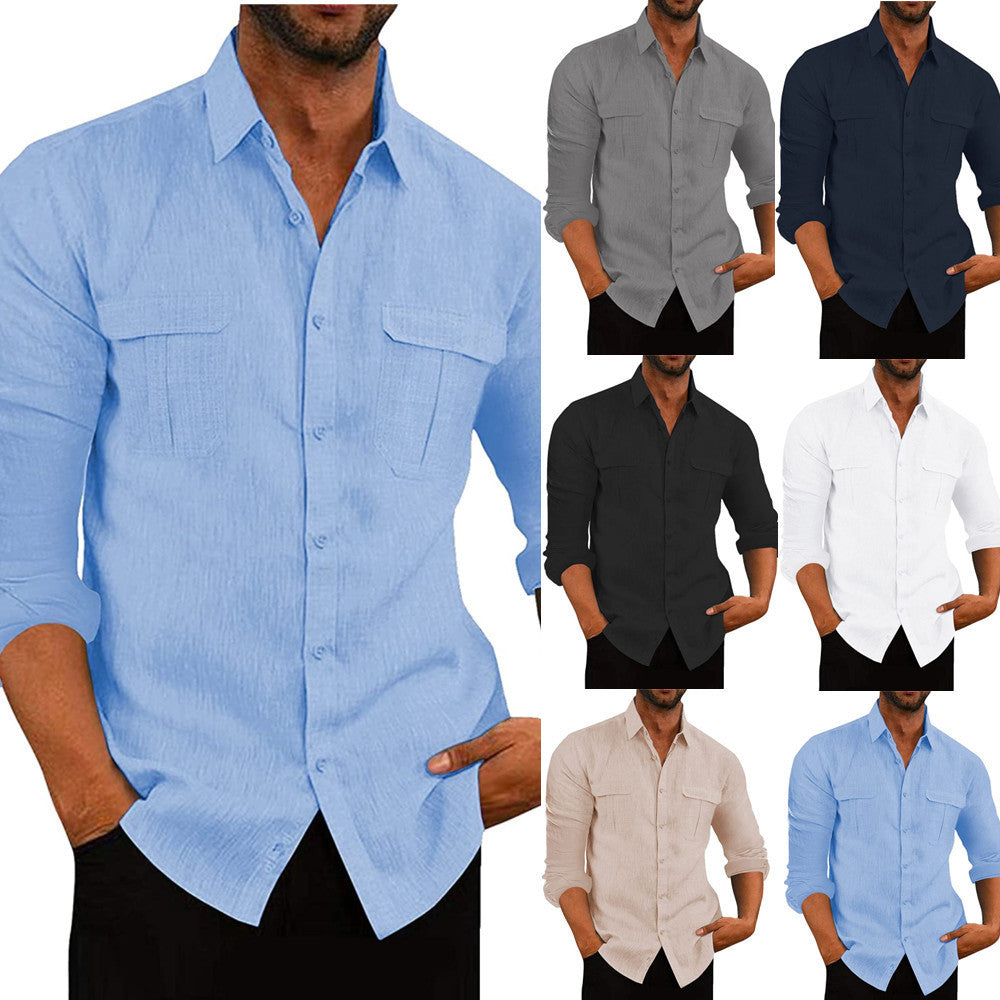 Double Pocket Cotton-Linen Shirt