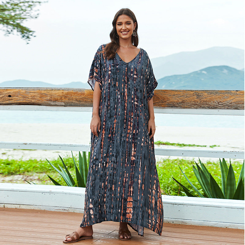 Rayon Tie-dyed Beach Sun Protection Long Dress