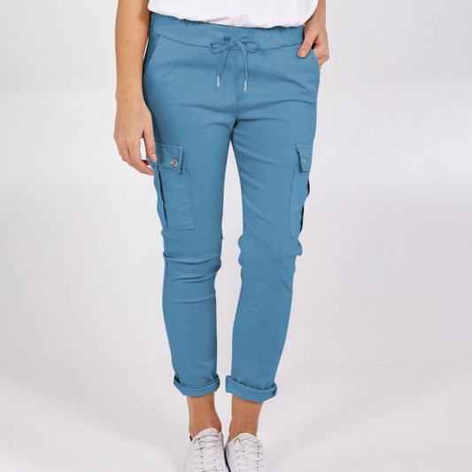 Solid Color Drawstring Waist Pencil Trousers