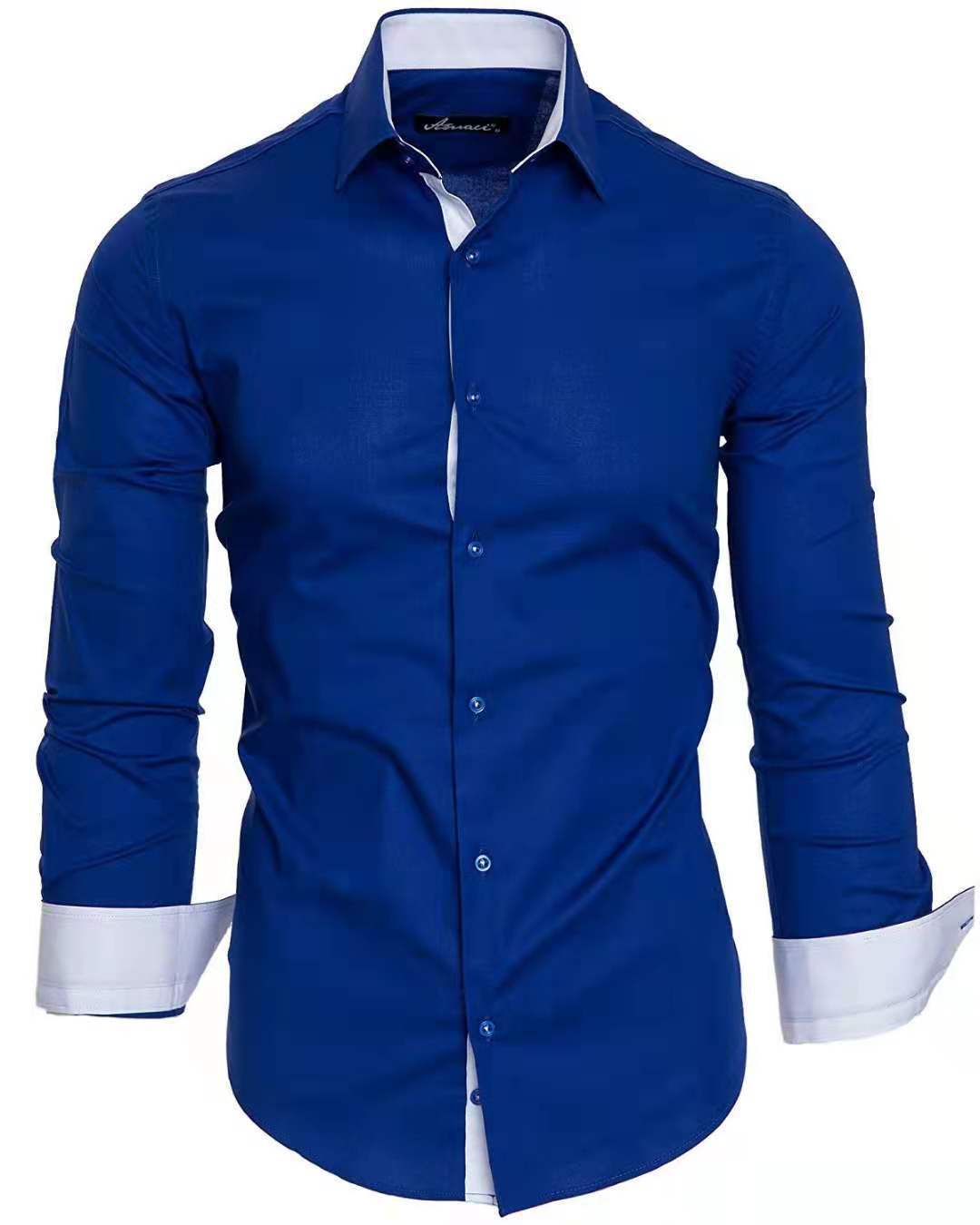 Contrast Colored Long Sleeved Casual Shirt