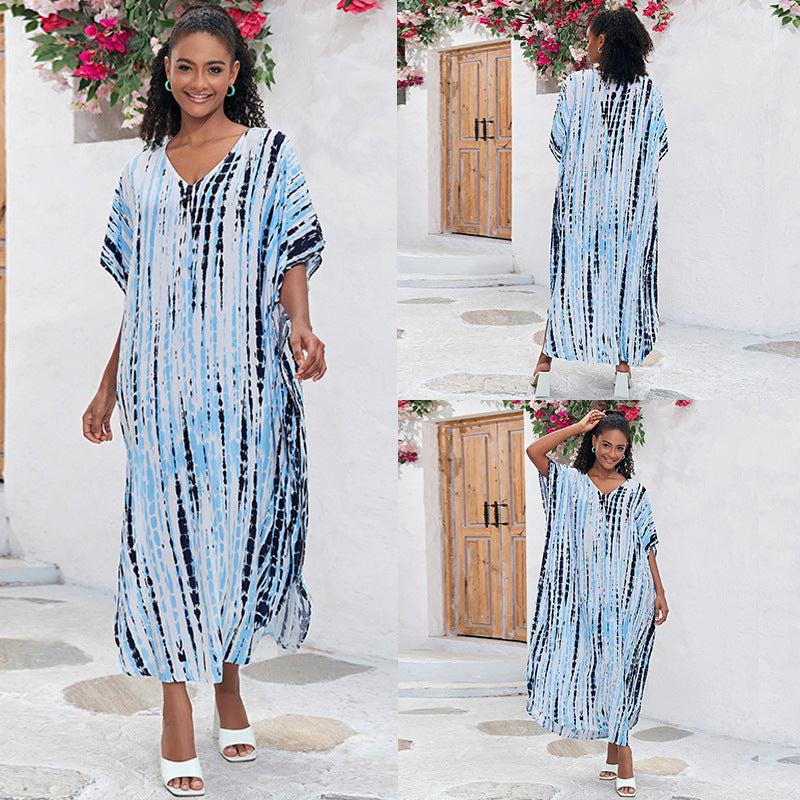 Rayon Tie-dyed Beach Sun Protection Long Dress