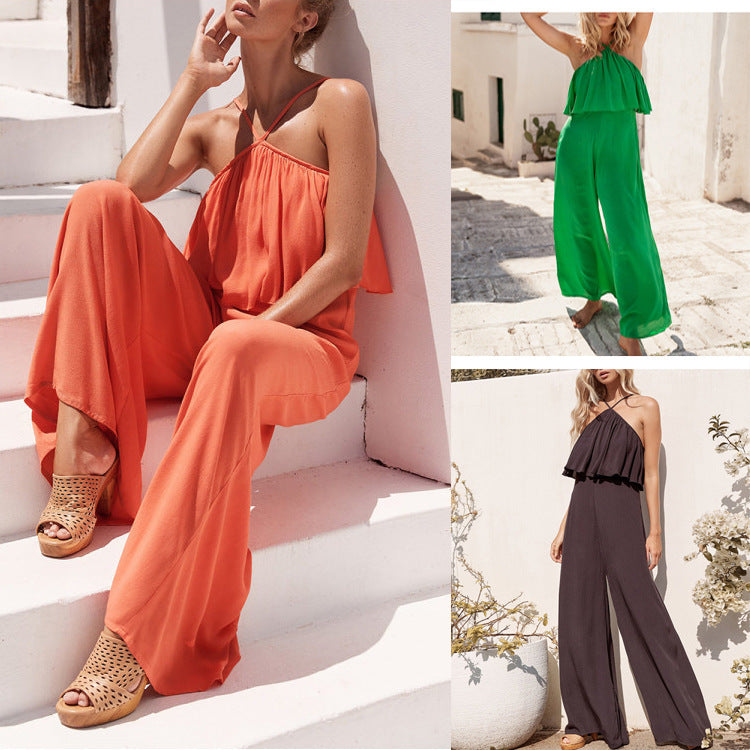 Off Shoulder Tether Tie up Jumpsuit