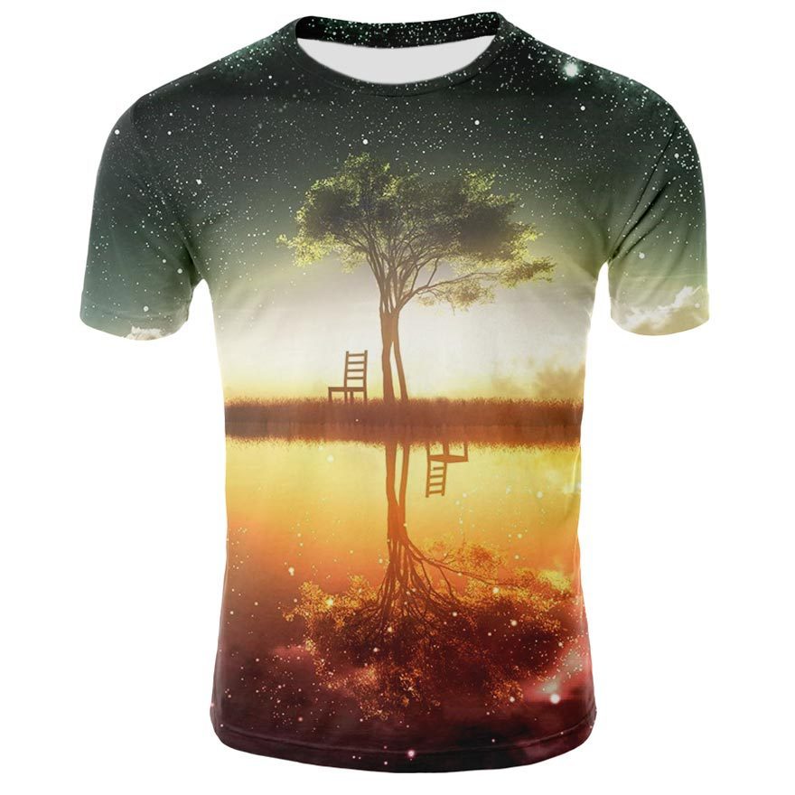 3D Digital Printing Slim Fit Short Sleeve T-Shirt