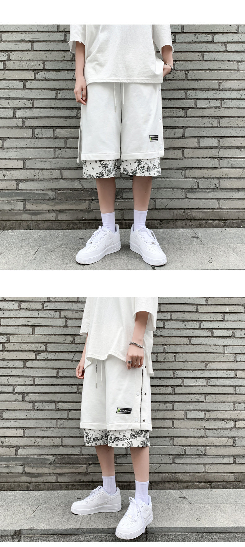 Hip Hop Cashew Flower Stitching Loose Pants