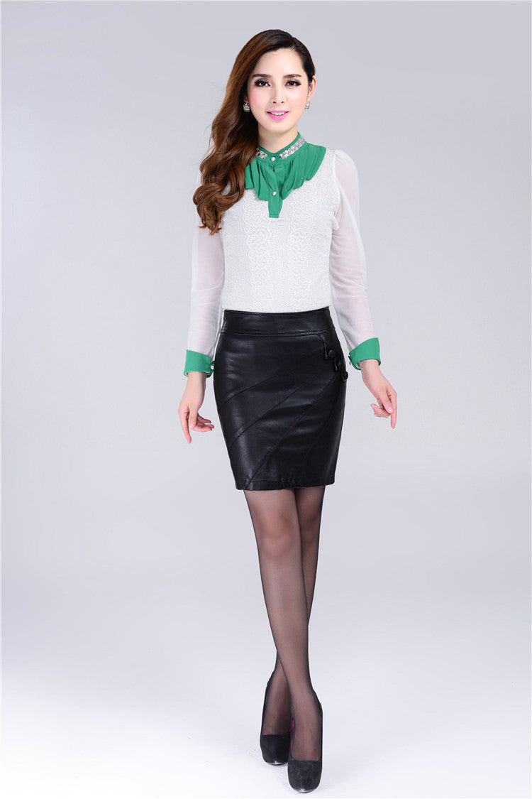 Slim High Waist PU Leather Skirt