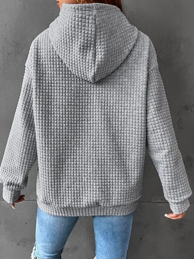 Loose Casual Solid Color Long-sleeved Hooded Sweater