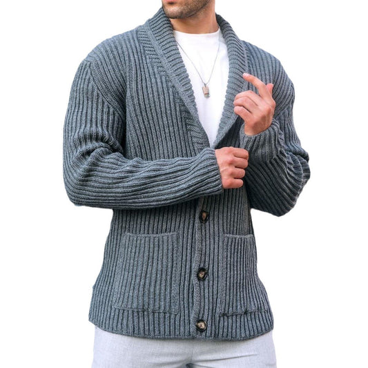 Single-breasted Long Sleeve Lapel Sweater