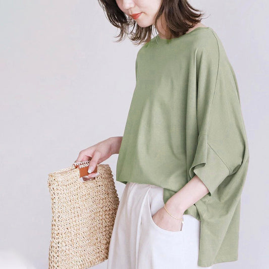 Cotton Batwing Sleeve Oversized Loose T-Shirt