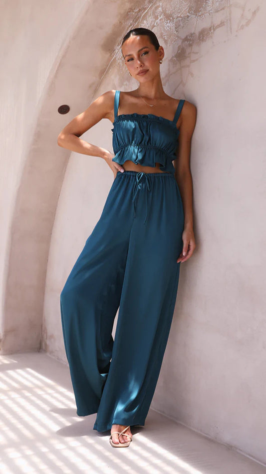 Fashion Suspenders Wide-Leg Pants Set