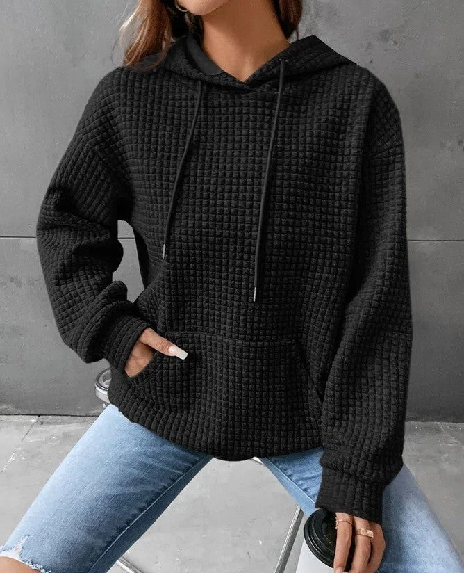 Loose Casual Solid Color Long-sleeved Hooded Sweater