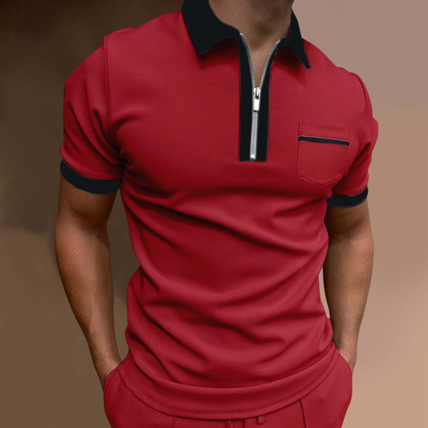 Lapel Fashion Slim Pocket POLO T-Shirt