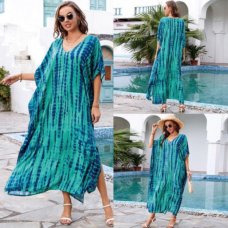 Rayon Tie-dyed Beach Sun Protection Long Dress