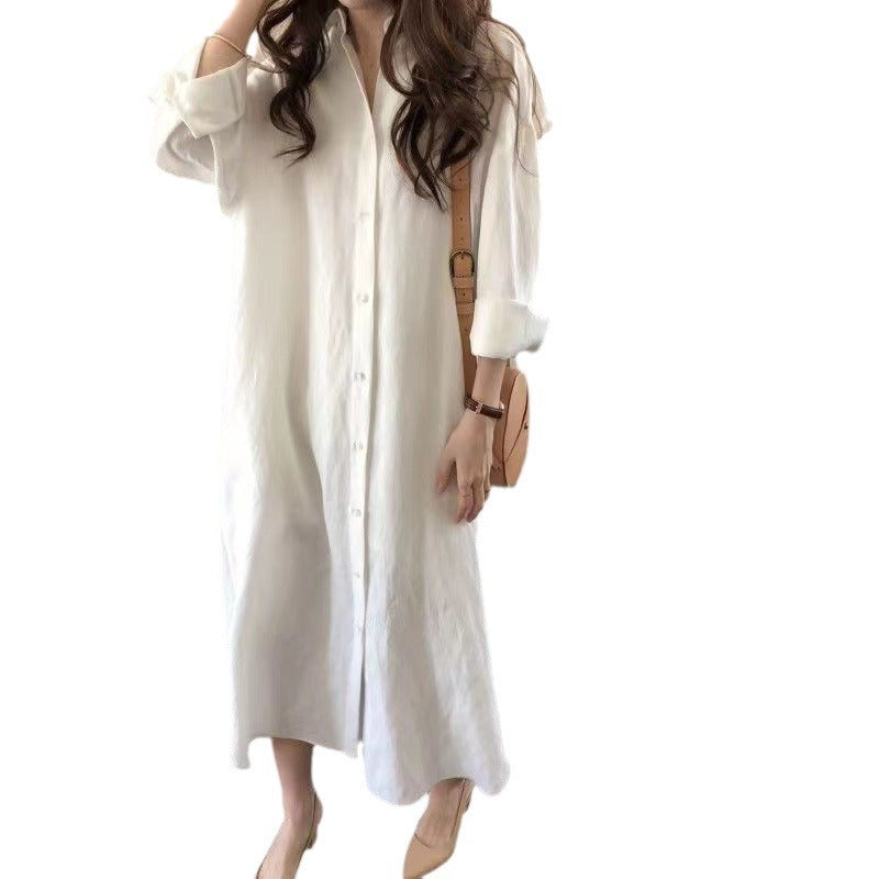 Plus Size V-neck Long Sleeve Shirt Dress