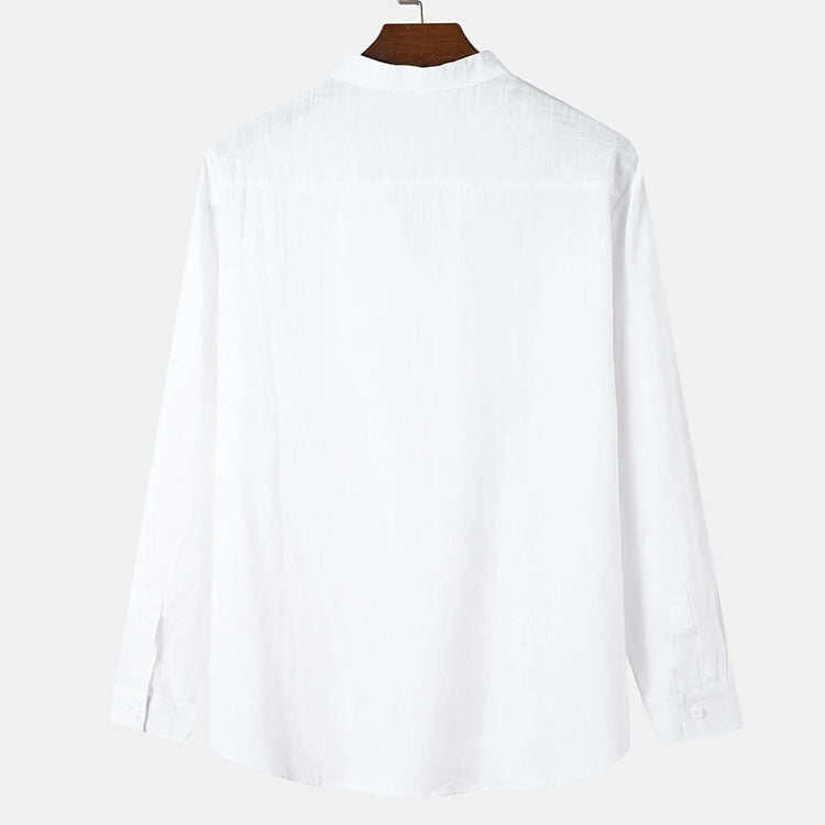 Casual Stand-up Collar Door Barrel Solid Color Long-sleeved Shirt