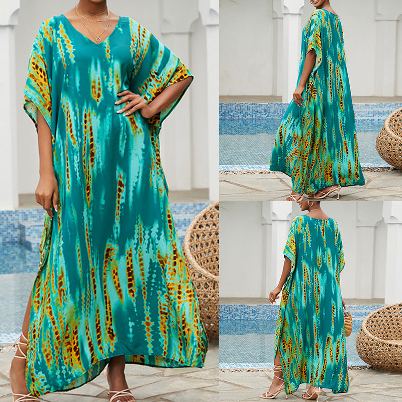 Rayon Tie-dyed Beach Sun Protection Long Dress