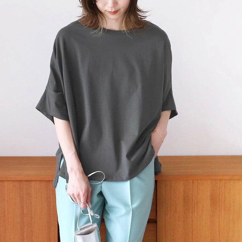 Cotton Batwing Sleeve Oversized Loose T-Shirt