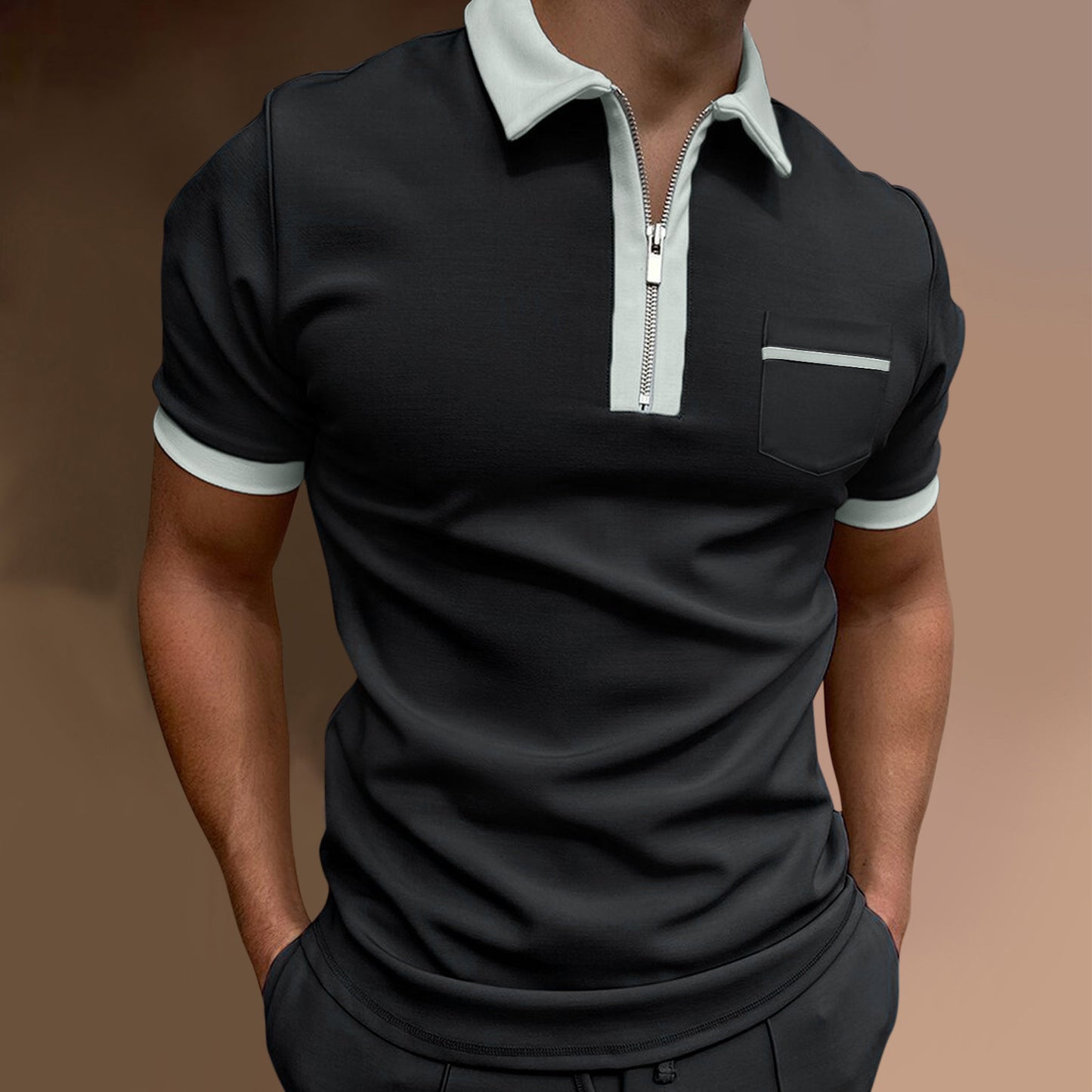 Lapel Fashion Slim Pocket POLO T-Shirt