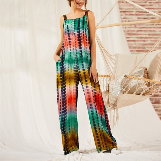 Gradient Color Loose Overalls